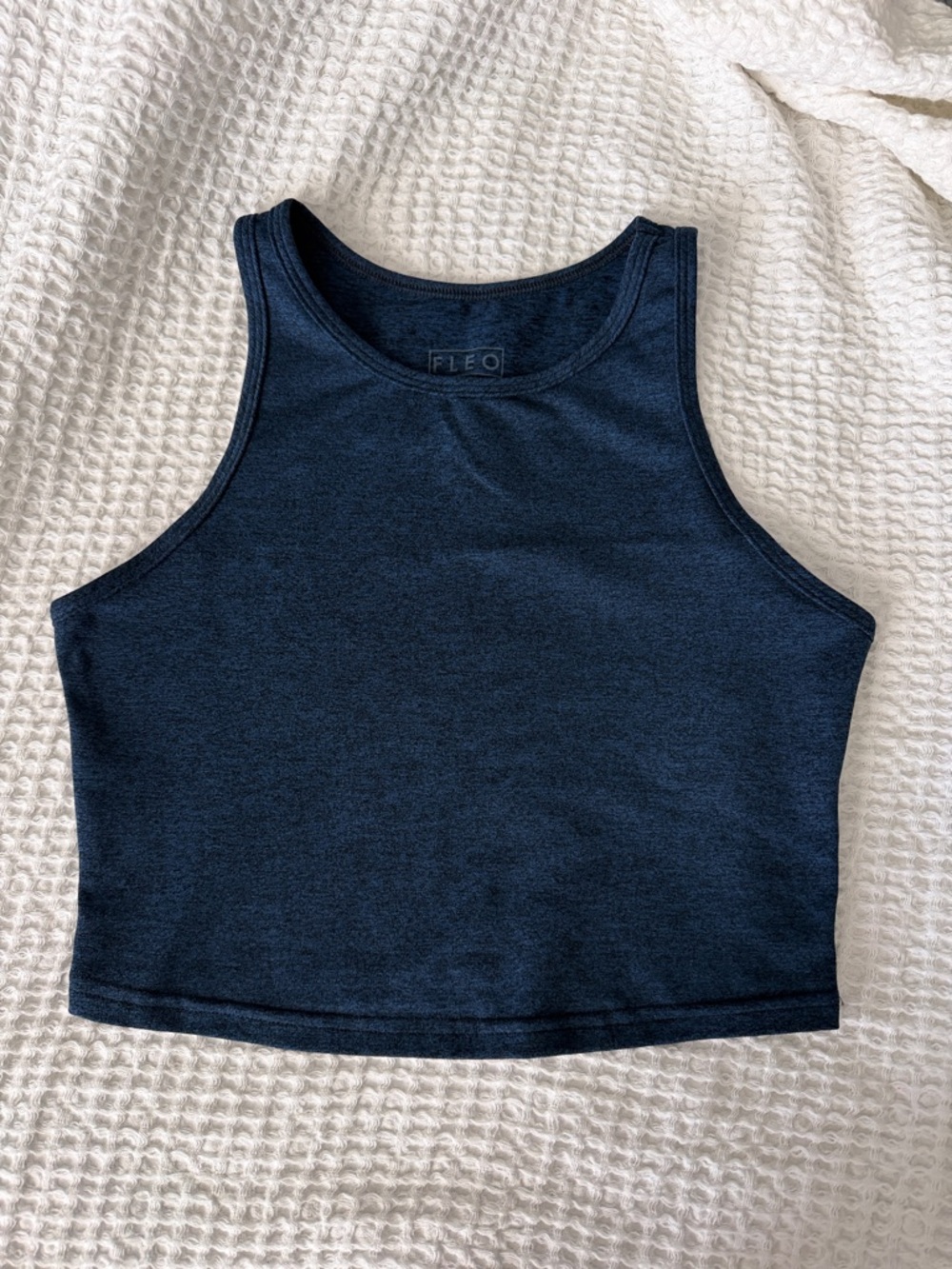 Fleo Navy High-Neck Crop Tank